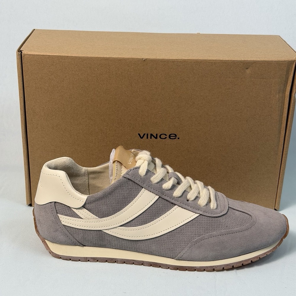 Vince Size-9.5M ‎ Women's Oasis Leather Runner Sneaker Shoes Gray New
